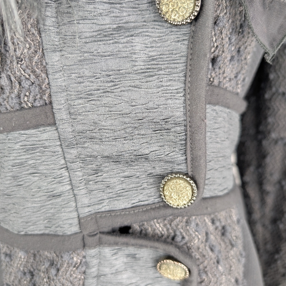 Fantazia Jacket Mixed Fabric button Front Size Medium - Picture 3 of 10